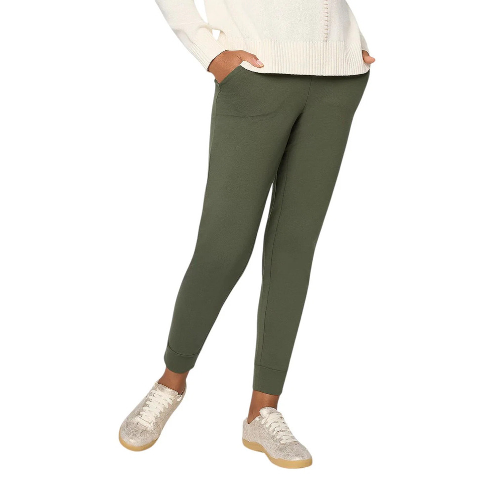 Denim & Co. Women's EasyWear French Terry Ankle Jogger Olive - Regular